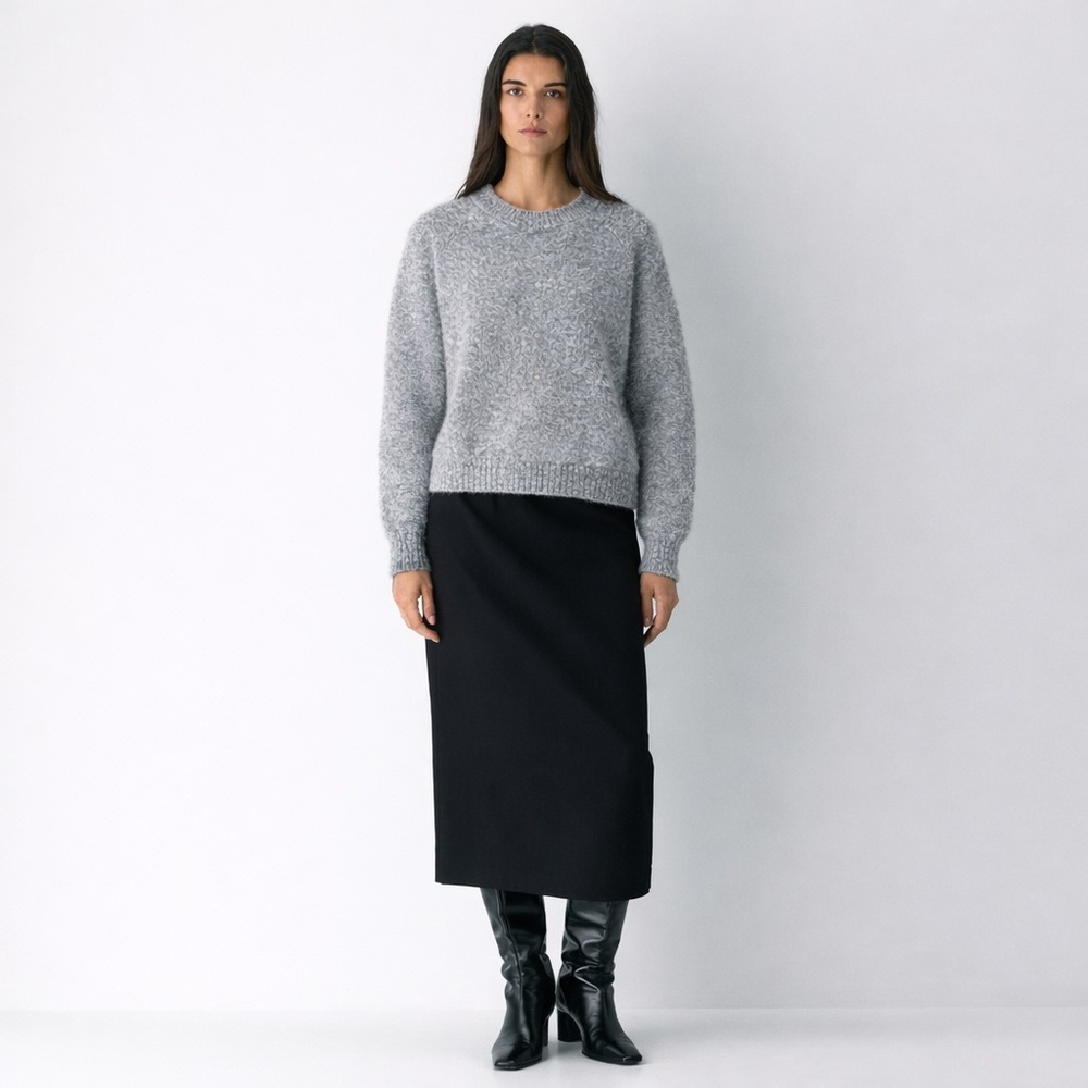 ARITZIA Wilfred free - Bouclé Knit Sweater Grey Oversized Cozy Mohair Wool Blend